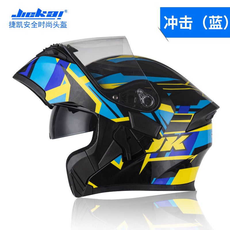 Jiekai Electric Motorcycle Helmet Dot Standard Revealed Helmet Men'S Double Lens Motorcycle Helmet Four Seasons Helmet - Image 4